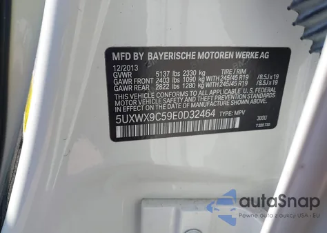 2014 BMW X3 xDrive28I z USA, uszkodzony, nr VIN 5UXWX9C59E0D32464